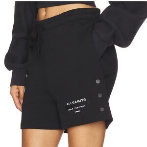 AllSaints Sorri Redact Logo Sweat Shorts | Underground | Black | Large | NWT